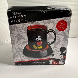 Disney Mickey Mouse Mug Warmer Set and 10 oz Ceramic Mug for‎ Home or Office